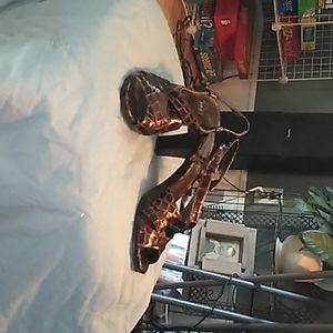 Faux alligator sandals